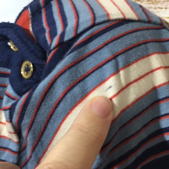 Liz Claiborne 1x 3/4 sleeve shirt blue stripe 557 - Picture 4 of 7